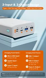 Універсальна мобільна батарея Romoss Sense8+ 30000mAh White (PHP30-401-02) - мініатюра 4