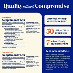 Пробіотики з ферментами для роботи кишківника Enzymedica Probiotics and Enzymes for Regularity 30 вегетаріанських капсул - мініатюра 2