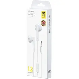 Дротові навушники WK YA01 3.5 mm 1.2 m вкладиші з мікрофоном White - мініатюра 2