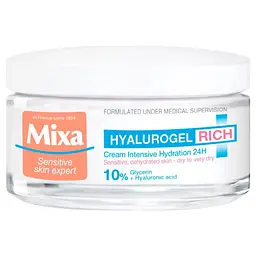 Крем для обличчя Mixa Hyalurogel Rich для дуже сухої чутливої шкіри 50 мл (3600550934922) - мініатюра 2