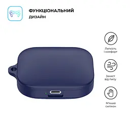 Силіконовий чохол для навушників Xiaomi Redmi Buds 5, Hang Case, синій, ультратонкий захисний кейс товщиною 2 мм, захист від подряпин, пилу та ударів, компактний, з карабіном для кріплення, ArmorStandart (ARM79950) - мініатюра 2