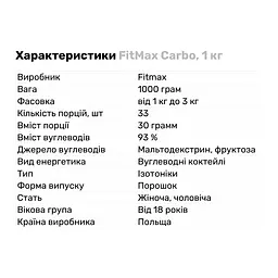 Гейнер FitMax Carbo Апельсин 1 кг - мініатюра 2