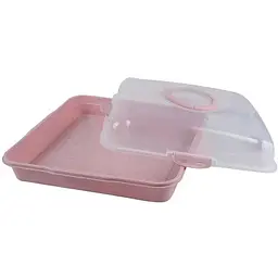 Тортівниця пластикова Violet House 0036 Каризма Powder квадратна з кришкою 13х38х38 см - мініатюра 4