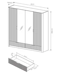 Шафа для одягу Perfect Home Ланте / Lante 4-дверна з дзеркалом і чорними ручками 4D2S/213 Беж (PFH-091187) - мініатюра 4
