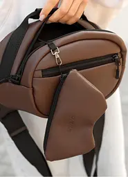 Сумка через плече жіноча бананка Sambag Flex шоколад 30 × 17 × 10 см (85351020) - мініатюра 4