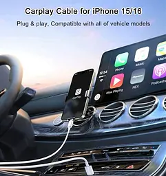 Автомобільний адаптер кабелю CarPlay для зарядного кабелю iPhone 15/16, кабель USB A - USB C довжиною 3 фути, сумісний з iPhone 16 - мініатюра 2