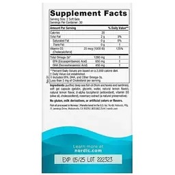 Вітамінно-мінеральний комплекс Nordic Naturals Омега-3 та вітамін D3, 1280 мг та 25 мкг (1000 МО), смак лимона, Ultima (NOR-01794) - мініатюра 8
