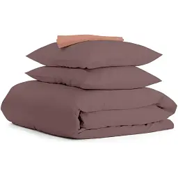 Комплект постільної білизни Cosas євро з простирадлом на резинці MOUSSE CS1 200 x 220 см (Ranfors_Chocolate_El-Brick_200)