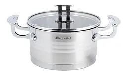 Каструля індукційна Casserote із нержавіючої сталі зі скляною кришкою Kamille Ø18х10 см kuh0007837