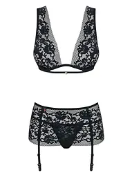 Мереживний комплект білизни Obsessive Figurea L/XL чорний - мініатюра 2