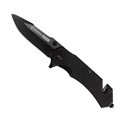 Ніж складаний туристичний чорний 8 см Drop-Point Storm Intertool HT-0588