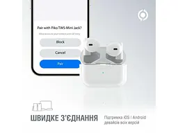 Навушники TWS PIKO MiniJack White (1283126583407) - мініатюра 4