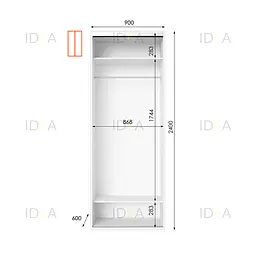 Шафа-купе Idea серія 8 90 x 60 x 240 см Білий Дзеркало - мініатюра 2