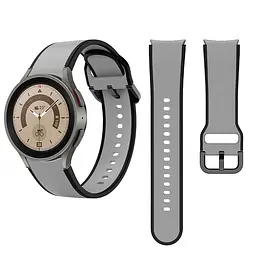 Ремінець для Samsung Galaxy Watch 6 40mm 6 44mm - сіро-чорний ширина кріплення 20мм силікон Watchbands Double Line (W12-3WB31894917) - мініатюра 5