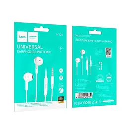 Дротові навушники Hoco M123 Glory універсальні earphones with microphone, 3.5mm, 1.2m, white - мініатюра 4
