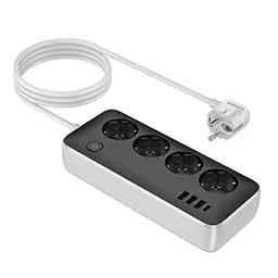 Подовжувач Hoco AC21 Sunlight 4-bit (1C/3A/4xSocket) (1.5m) White - мініатюра 4
