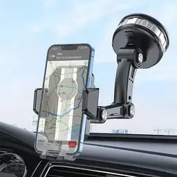 Тримач для телефону в авто на присосці автотримач телефону чорний Hoco DCA33 Powerful suction cup - мініатюра 2