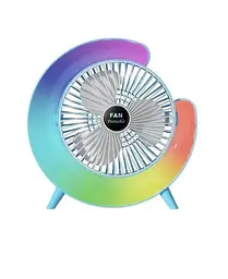 Настільний вентилятор безшумний з підсвічуванням RGB Fan Colorful Desktop 19030 блакитний - мініатюра 2