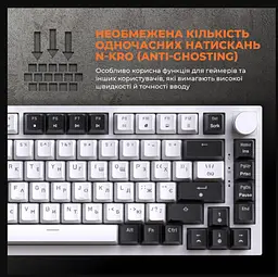 Клавиатура игровая механическая GamePro MK-160 Red Swich Hot-Swap RGB White-Black - мініатюра 17