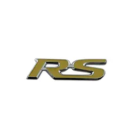 Емблема напис RS жовта з сріблястою окантовкою 89х24мм метал (на скотчі)