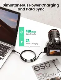 Зарядний кабель Ugreen US132 Mini USB to USB 2.0 0.25 M Black (10353) - мініатюра 5