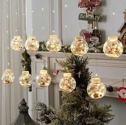 Гірлянда бахрома Copper ball 200 LED 4.2 м, світлодіодна гірлянда з куль зі сніговиками Теплий білий (ST) - мініатюра 2