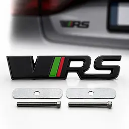 Емблема напис VRS чорна+кольорові вставки 120х25 мм метал (на кріпленнях)