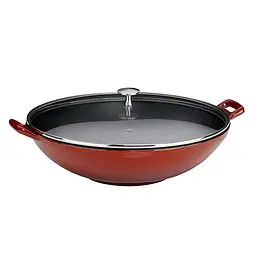 Вок чавунний з кришкою, червоний, Wok Kela Calido, 36 см, 4 л (11947)
