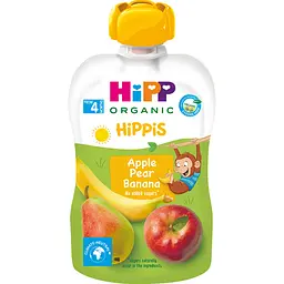 Органічне фруктове пюре HiPP HiPPiS Pouch Яблуко-груша-банан 100 г