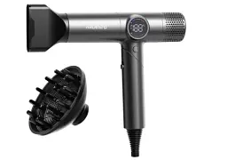 Фен Ardesto HD-Y1000ST, Silver, 1600W, 2 швидкості, 4 температурні режими, концентратор, дифузор, захист від перегріву, кольоровий LED дисплей, складана ручка