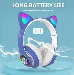 Повнорозмірні навушники бездротові No Brand Cat Headset M23 Bluetooth з RGB підсвічуванням та котячими вушками Blue - мініатюра 3