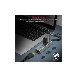 Концентратор Promate USB-C 4-in-1 порти Promate mediahub-c3.grey (mediahub-c3.grey) - мініатюра 4