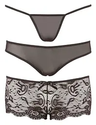 Набір трусиків - Cotelli Collection 2310503 Panty Set, black - S Cottelli 23105031021 90314 - мініатюра 3