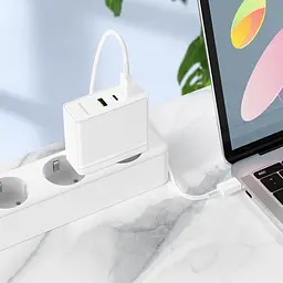 Адаптер живлення 3 порти (виходу) BOROFONE BN11 Imperial PD100W three-port (2C1A) білий - мініатюра 5