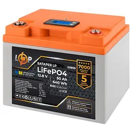 Акумулятор LogicPower LiFePO4 LCD 12V (12,8V) - 50 Ah (640Ah) (BMS 50A/25A) - мініатюра 2