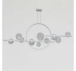 Біла дизайнерська LED-люстра Artlight 1003/10WH з 10 скляними кулями і кільцем, що світиться. - мініатюра 2