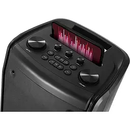Колонка портативна 2.0 Real-El X-797, Black, 90 Вт (2 x 45 Вт), Bluetooth, AUX / USB / microSD, RGB підсвічування, два мікрофонних входи з функцією `эхо`, пульт ДК, акумулятор 88.8 Вт/год - мініатюра 5