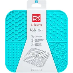 Миска-килимок для собак та котів Waudog Silicone для злизування 190х190х10 мм блакитний - мініатюра 3