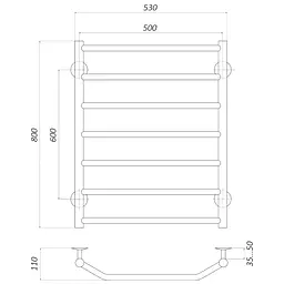 Рушникосушарка UNIO LT W 800-500-7 Драбинка Трапеція (20647) - мініатюра 4