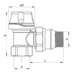 Кран термостатичний Koer кутовий 1/2" KR.921-Gi KR2682 - мініатюра 2
