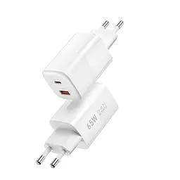 Мережевий зарядний пристрій Wiwu Wi-U012 65W PD QC wall charger EU Plug Білий
