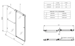Двері в нішу Koer SR SD06-120x220-TR-01 прозоре скло Easy Clean 8 мм, хром KR5367, універсальні, прозорий, хром - мініатюра 8