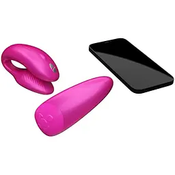 Смарт-вібратор для пар We-Vibe Chorus Cosmic Pink сенсорне керування вібраціями стисненням пульта - мініатюра 5