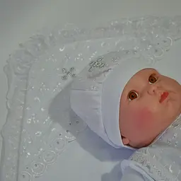Літній набір для Хрещення (крижма, сорочка, шапочка) "Ангел" зріст 68 - 74 см Lari Білий - мініатюра 4