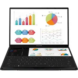 Ноутбук Asus ZenBook Duo OLED UX8406CA, (ASUX8406CA-QL118X), (процесор Intel Core Ultra 7 255H (24 МБ кешу, до 5,10 ГГц), 14-дюймовий сенсорний екран FHD+ 120 Гц, 3 твердотільний накопичувач 1 ТБ, відеокарта Intel® Arc™ - мініатюра 4