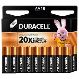 Батарейка Duracell AA лужні 18 шт. в упаковці (5000394107519 / 5006192) - мініатюра 2