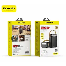Павербанк для роутера, модему AWEI P101K Power Bank 60000 mAh Чорний, повербанк для телефона, ноутбуків - мініатюра 5