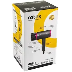 Фен для волосся Rotex RFF185-D Future Care складний 1800 Вт Чорний  - мініатюра 3