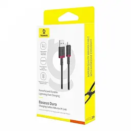 USB кабель Baseus Dura Series USB to Lightning 2.4A 2m чорний-червоний P10377801U01-03 - мініатюра 2