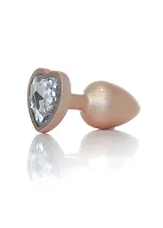 Анальна пробка - Jewellery Pearl Gold Heart Plug Clear S - мініатюра 1